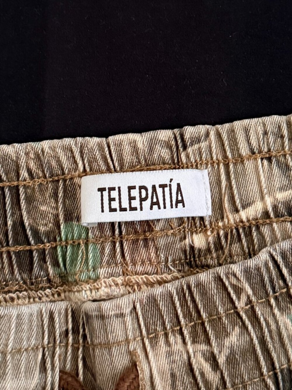 Telepatia Womens Denim Cargo Jogger Pants 7/28 Camo Stretch Drawstring - Picture 9 of 10